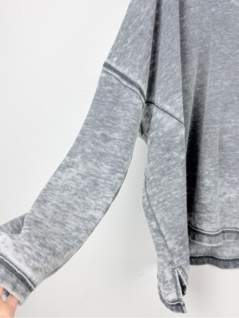 Free People Gray Mineral Wash Oversized Pullover Sweatshirt Boho Lounge Top - Picture 3 of 5